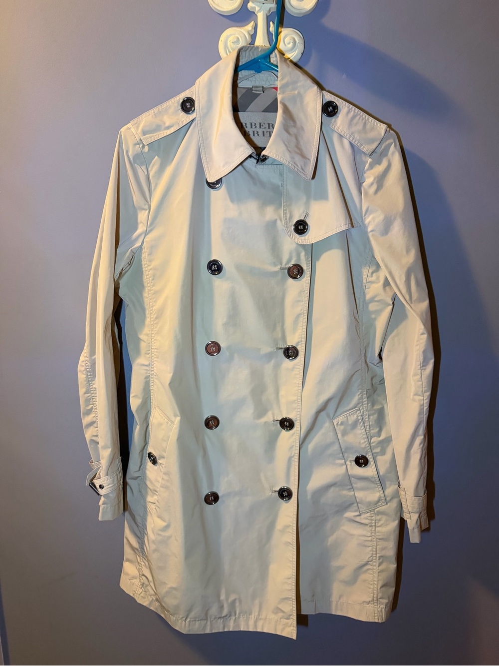 Burberry Cream Double-Breasted Trench Coat